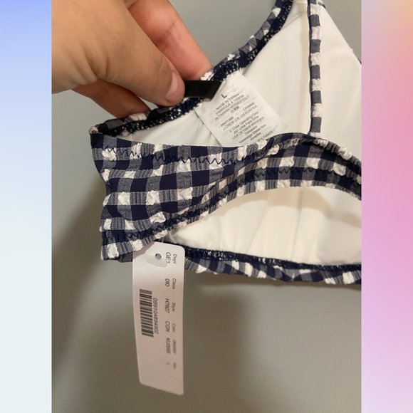 NWT J.Crew Shoulder-tie French Bikini Top Gingham - Picture 5 of 8
